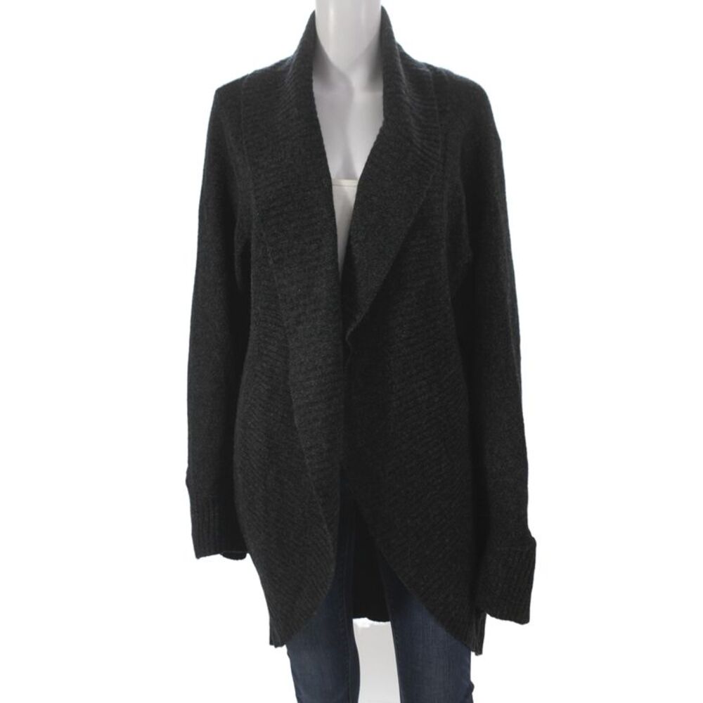 Bryn Walker Women Cardigan Gray V Neck Lambswool Long Sleeve Size L